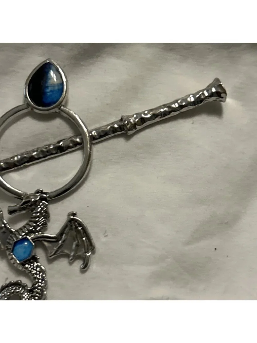 Dark Blue & Light Blue Dragon Hair Pin Metal Flying Mythical Methodology Dragon
